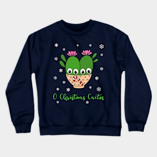 O Christmas Cactus - Cacti Couple In Christmas Candy Cane Bowl Crewneck Sweatshirt